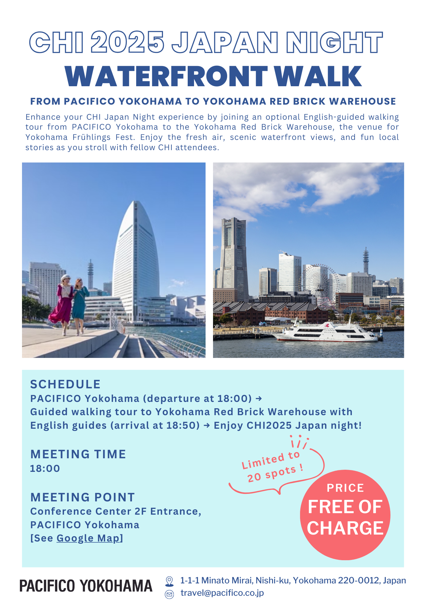 【April 29, 2025】Waterfront Walk to Yokohama Red Brick Warehouse: Optional Tour for CHI Japan Night Participants